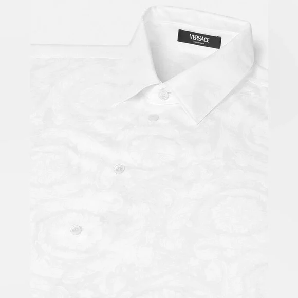 Versace Barocco Jacquard Long Sleeve Shirt Size 37 IT. PRISTINE CONDITION - Picture 2 of 16